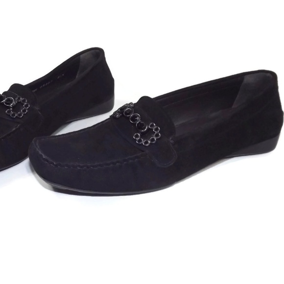 STUART WEITZMAN  Black Plush Suede Loafers  8.5 N - Picture 2 of 8